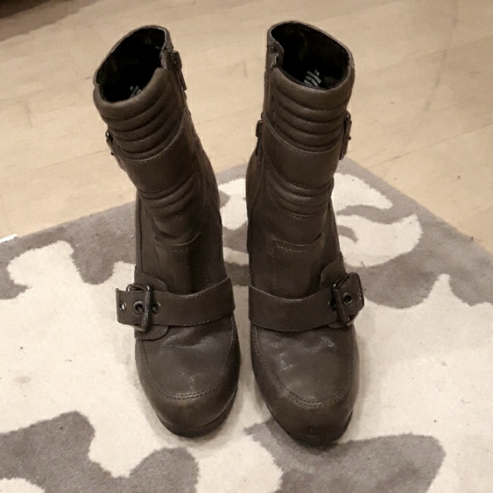Ninewest, dark grey leather, booties, size 7